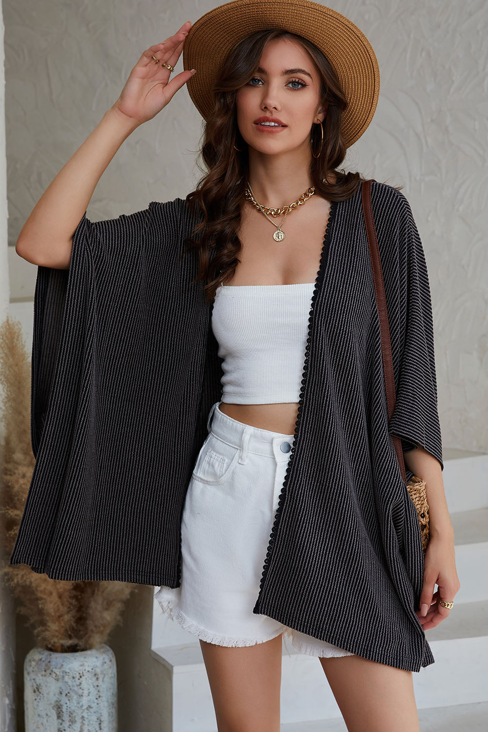 Open Front Dolman Sleeve Cardigan